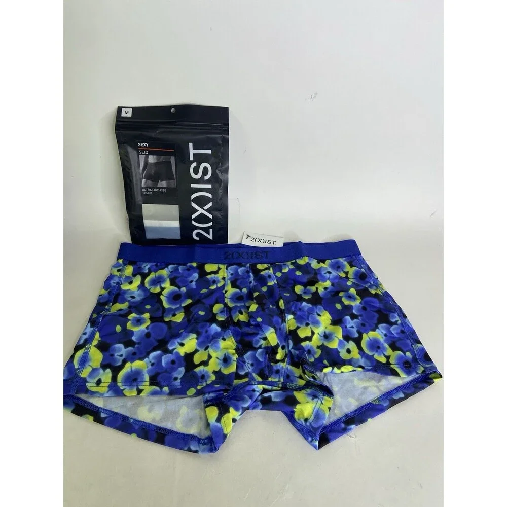 2xist Sexy Sliq Ultra Low Rise Trunk Boxer Brief Ghost Flower Print Mens Size M
